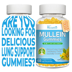 Vazatisi Mullein Gummies bottle front supports easier breathing.