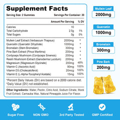 Vazatisi Mullein Gummies daily-dosage scene with two gummies.