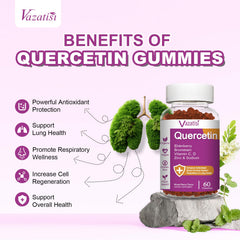 Vazatisi Quercetin Gummies cap close-up emphasizing freshness and dosage.