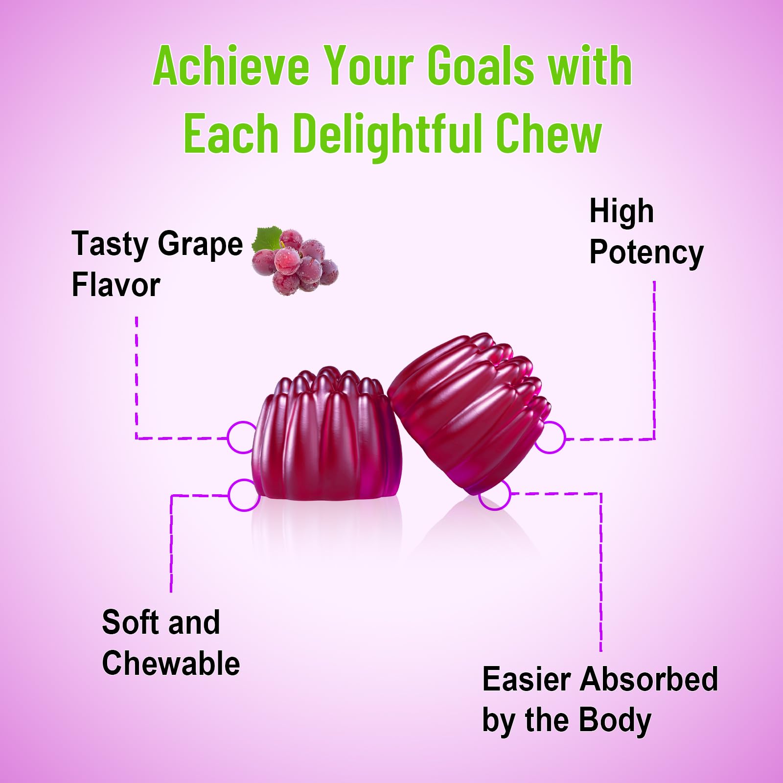 Two Vazatisi gummies per serving shown for convenient daily intake