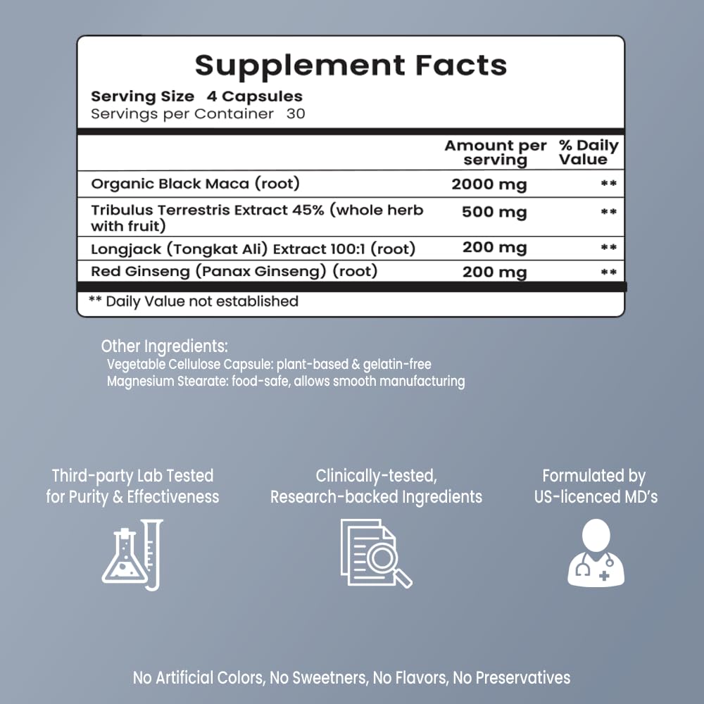 VB Health Drive Boost ingredients scan emphasizes maca and ginseng components supporting energy.