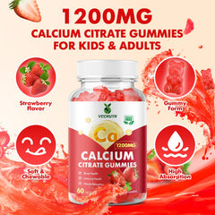 VCCHUYH calcium citrate gummies texture closeup showcases chewy texture for easy daily use.