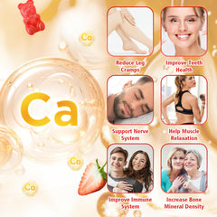 VCCHUYH vegan glutenfree calcium gummies pack emphasizes vegan, gluten-free formula for sensitive stomachs.