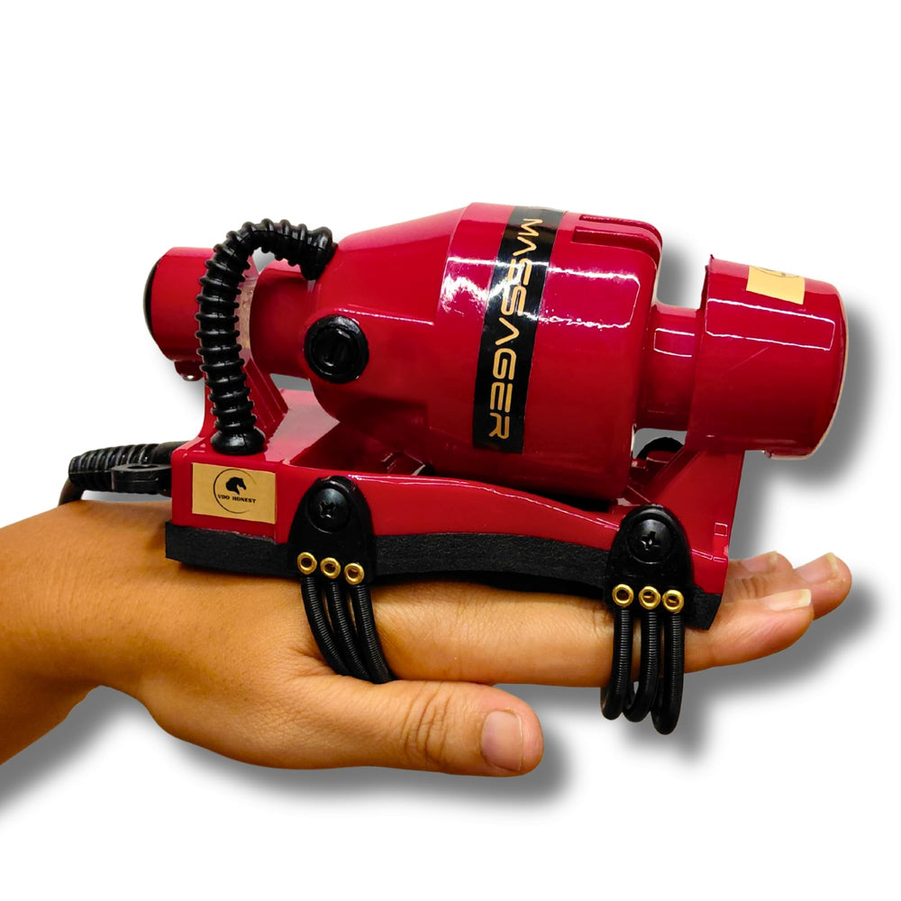 VDOHONEST full-body corded massager red, front view, versatile for home or studio relaxation.