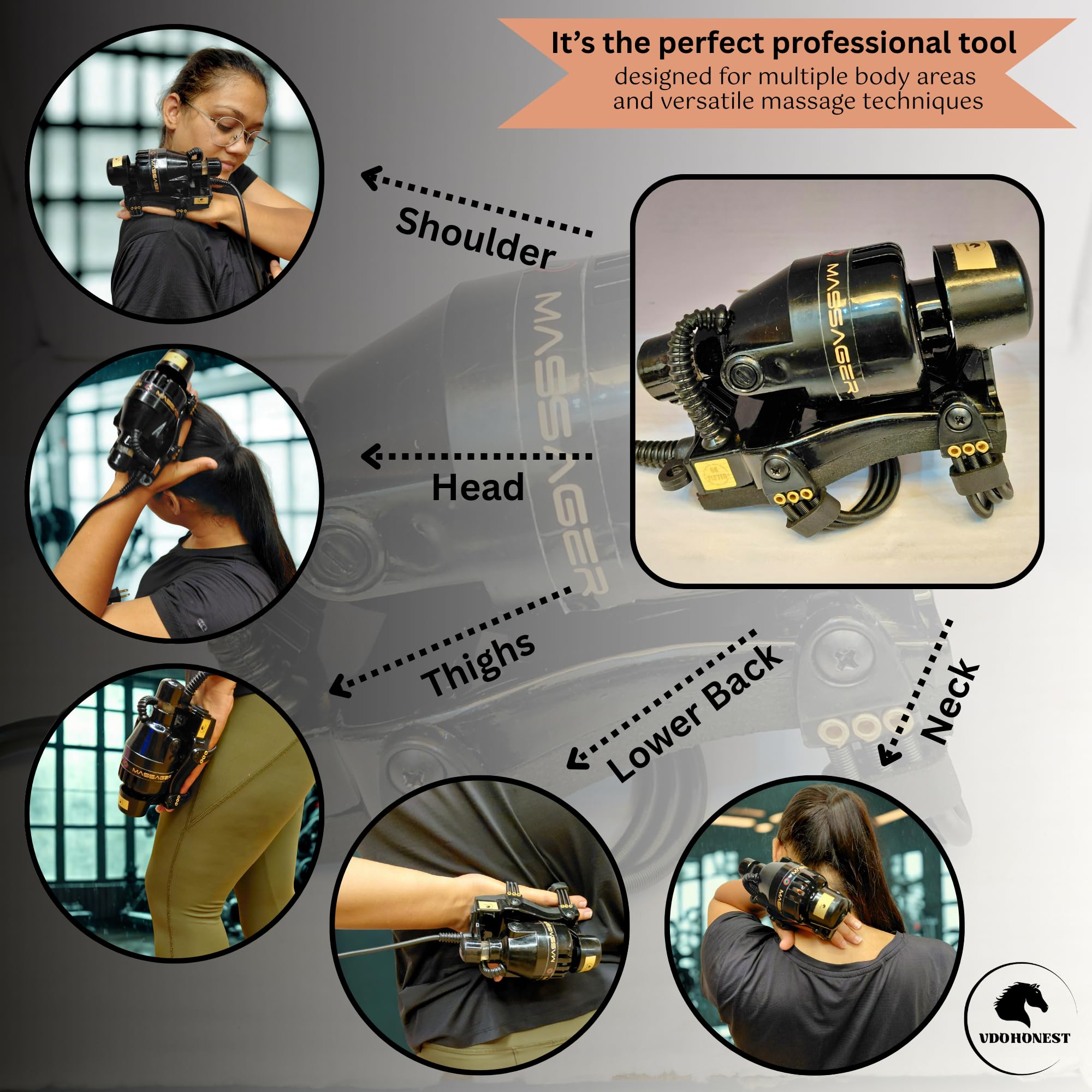 VDOHONEST massager powered by 110V for steady performance.