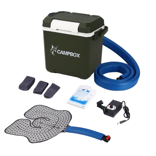 Veanvoky cold therapy machine knee setup for post-op recovery.