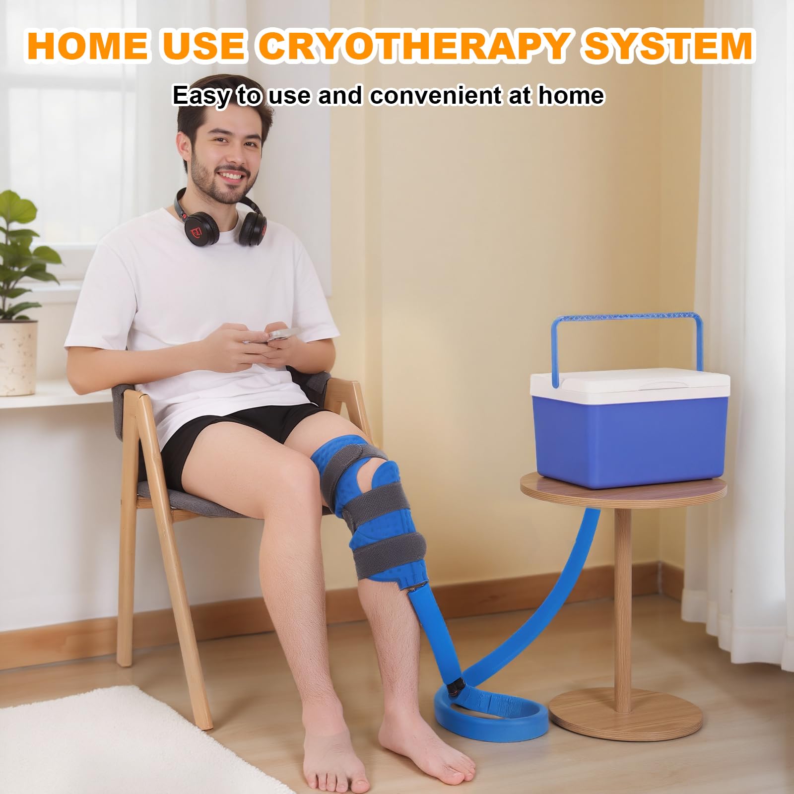 Elastic straps secure pad for hands-free positioning during recovery.