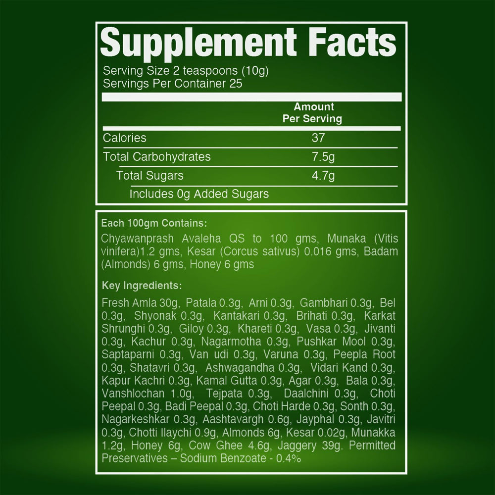 VEDA Premium Chyawanprash herbal blend with 40+ herbs and spices for balance.