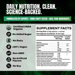 VEDGE Nutrition Mixed Berry powder in glass highlighting a refreshing antioxidant-rich greens mix.