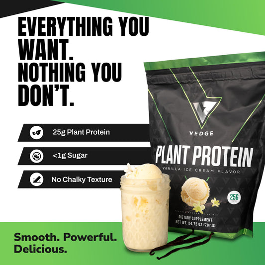 VEDGE vanilla flavor protein scoop for convenient daily protein boost