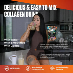 VEDGE collagen powder dissolves smoothly in coffee.