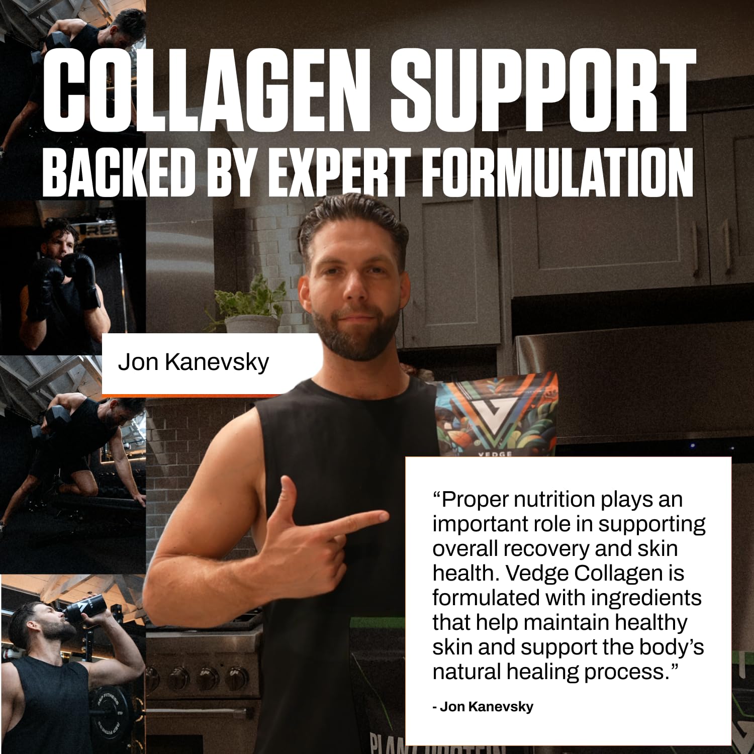 VEDGE collagen powder poured into hot chocolate for subtle enrichment.