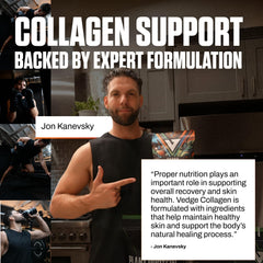 VEDGE collagen powder poured into hot chocolate for subtle enrichment.