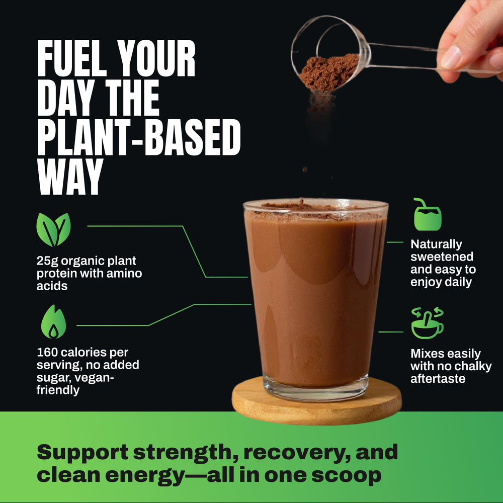 Smooth chocolate shake using VEDGE protein powder.