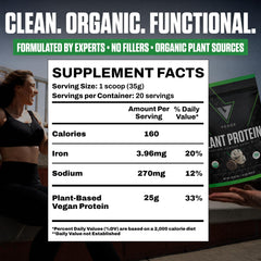 Glass with VEDGE plant protein shake for steady energy