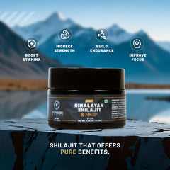 Scoop of shilajit resin ready for daily use with warm beverage