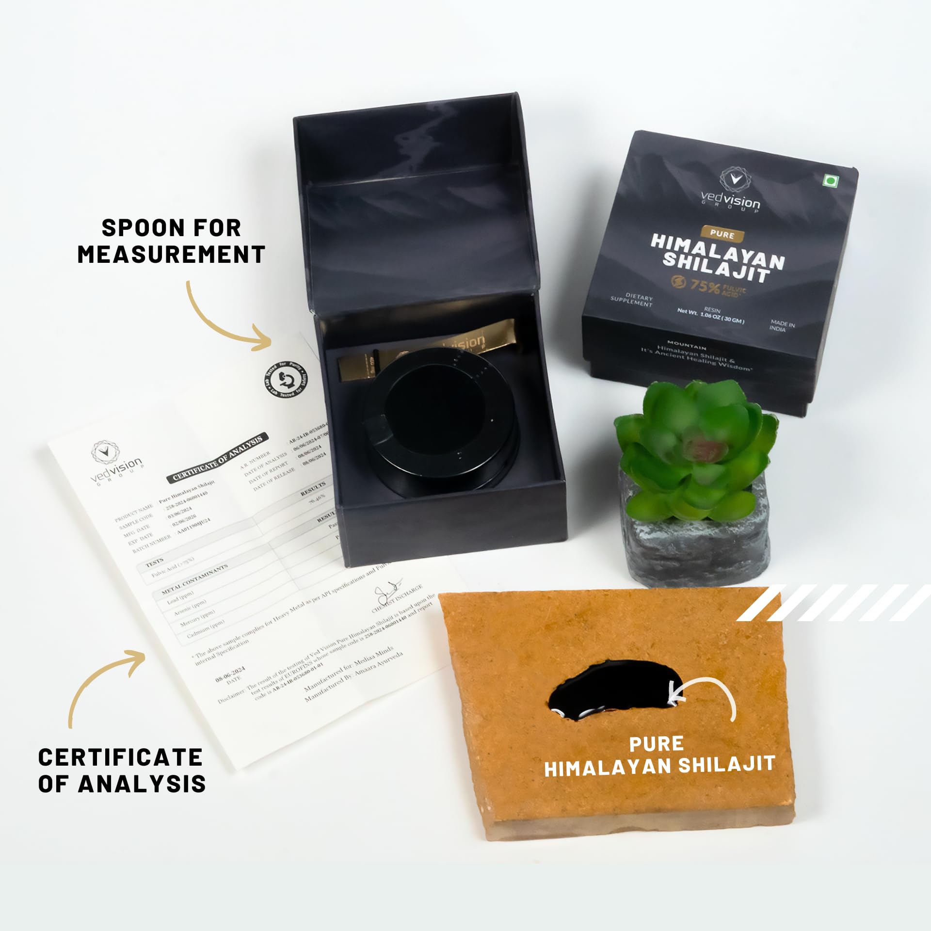Lab test report for VedVision Shilajit resin confirming purity