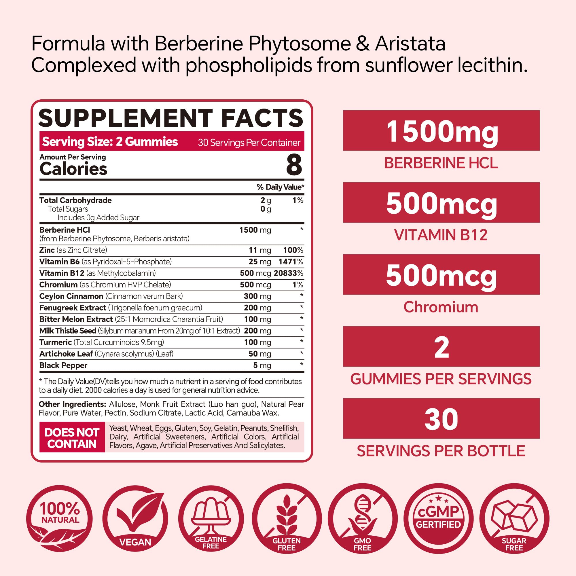 VEETAGYO Berberine sugar-free gummies close-up, tasty daily option.