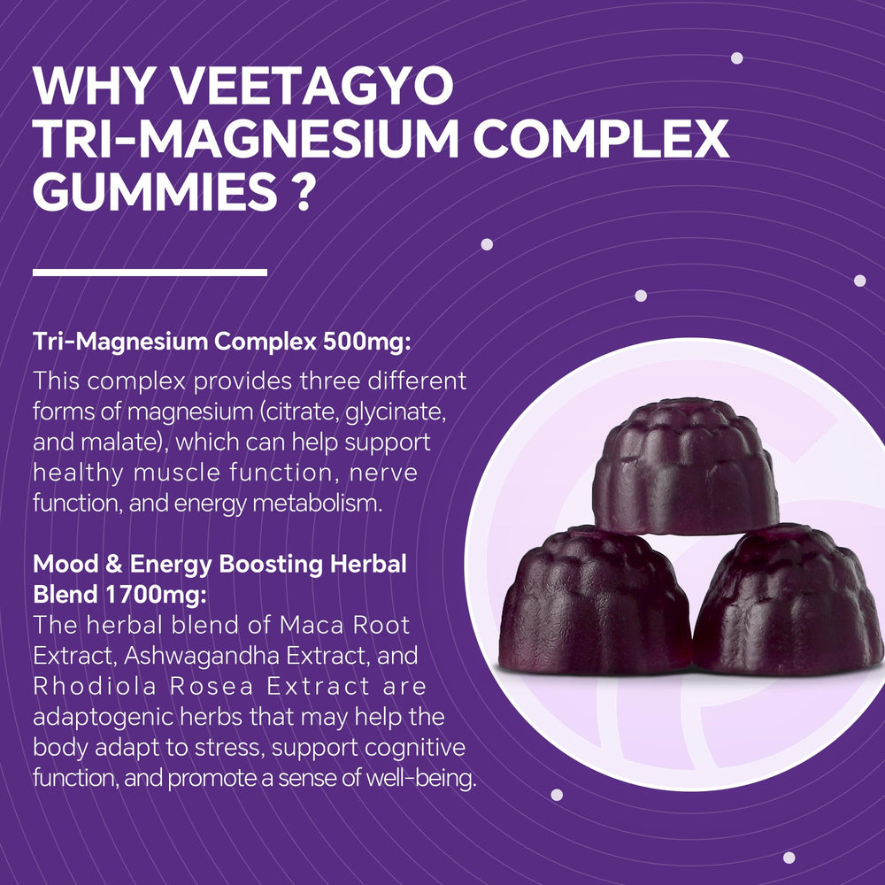 VEETAGYO Magnesium Gummies mixed-berry flavor ready for a tasty option