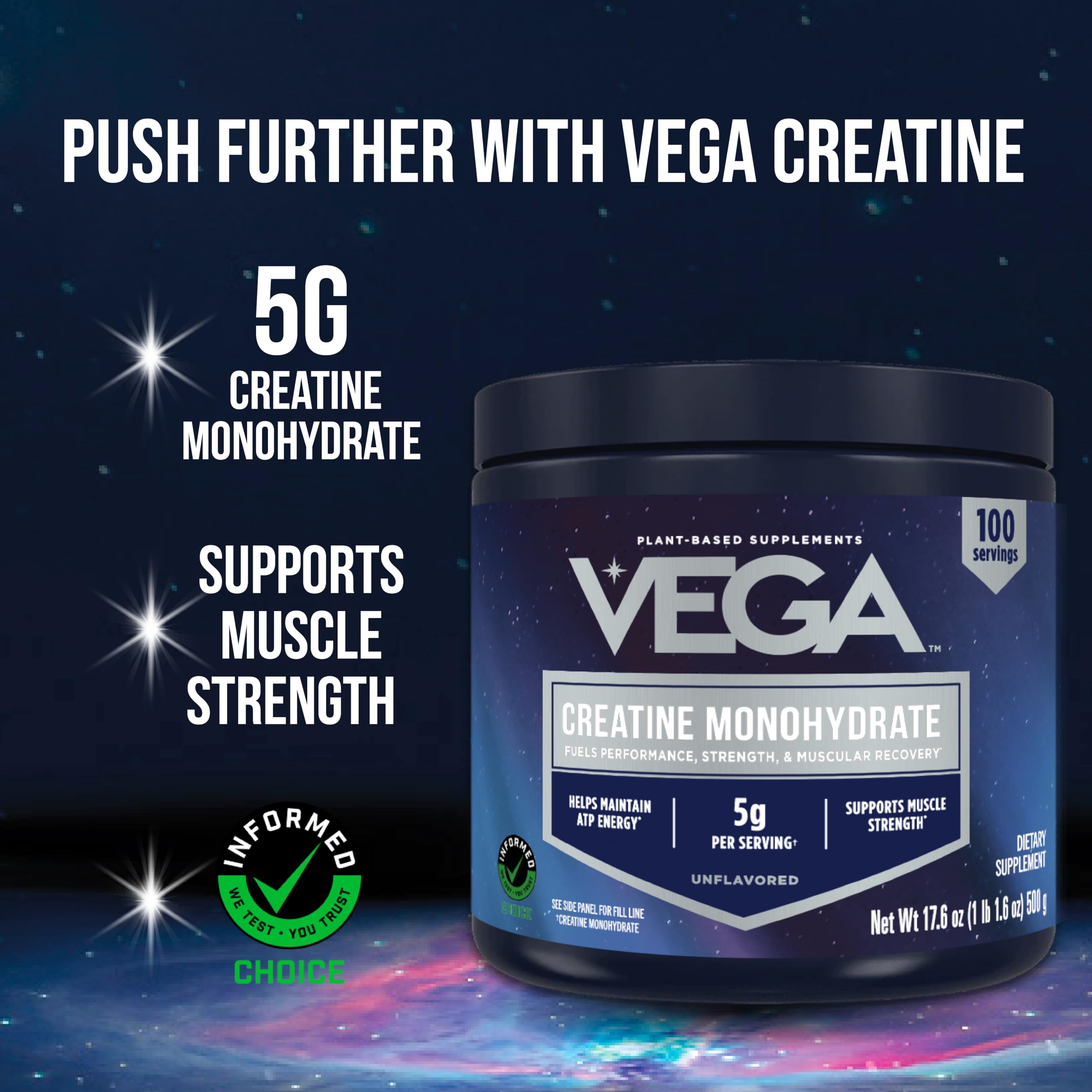 Vega Creatine Monohydrate Micronized unflavored powder blends easily into shakes.