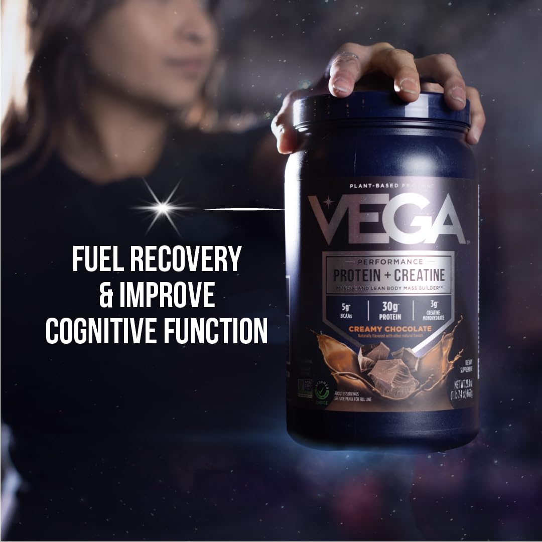 Vanilla Vega Protein + Creatine shake after training for recovery.