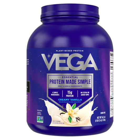 Vega Protein Made Simple Vanilla XL tub front view for clean plant-based protein