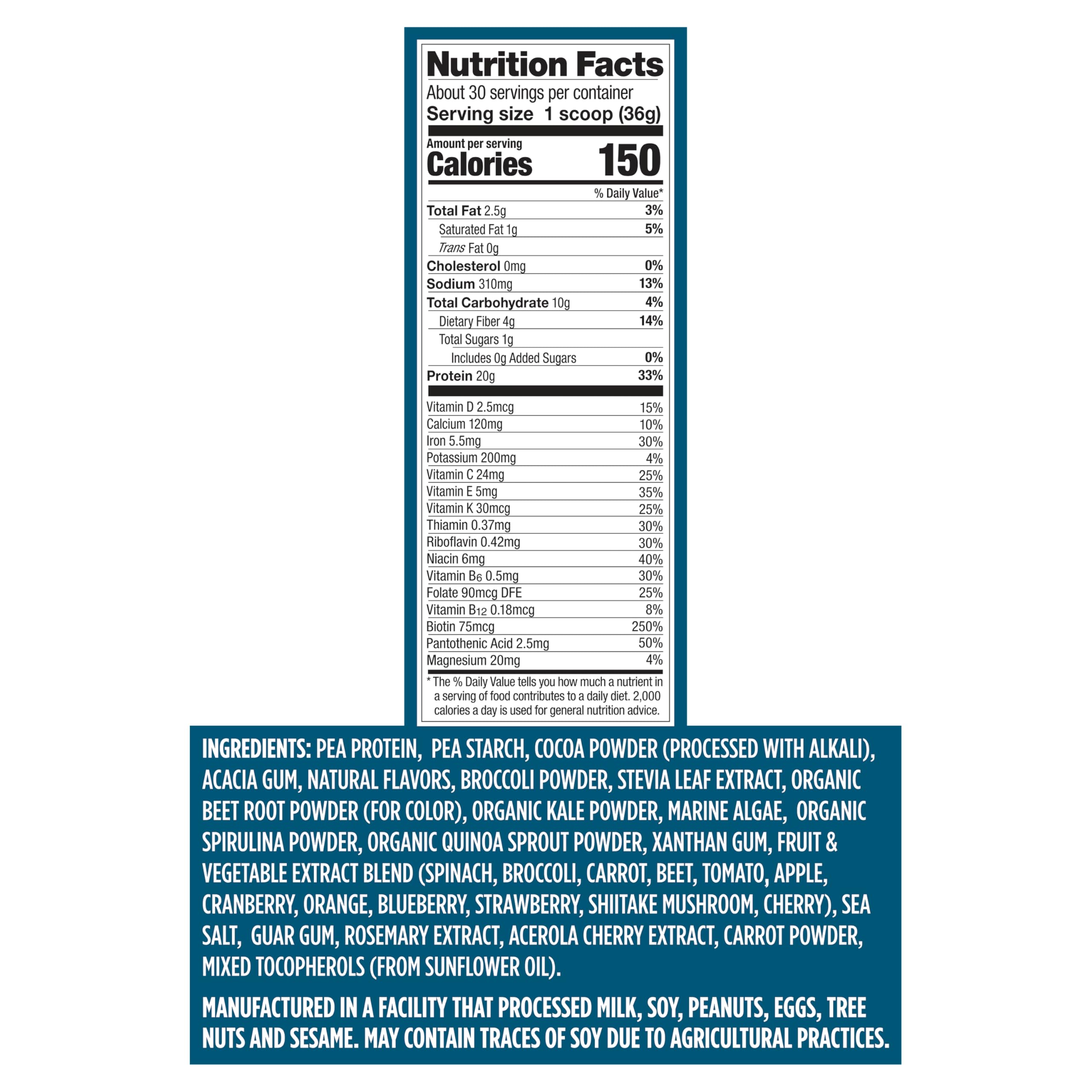Vega Protein Nutrition chocolate packaging front highlighting vegan and gluten-free claims