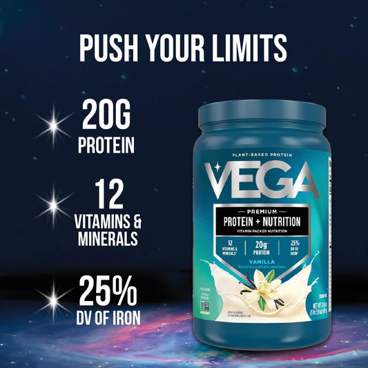 Vega Protein Nutrition chocolate shake in a glass for an on-the-go meal