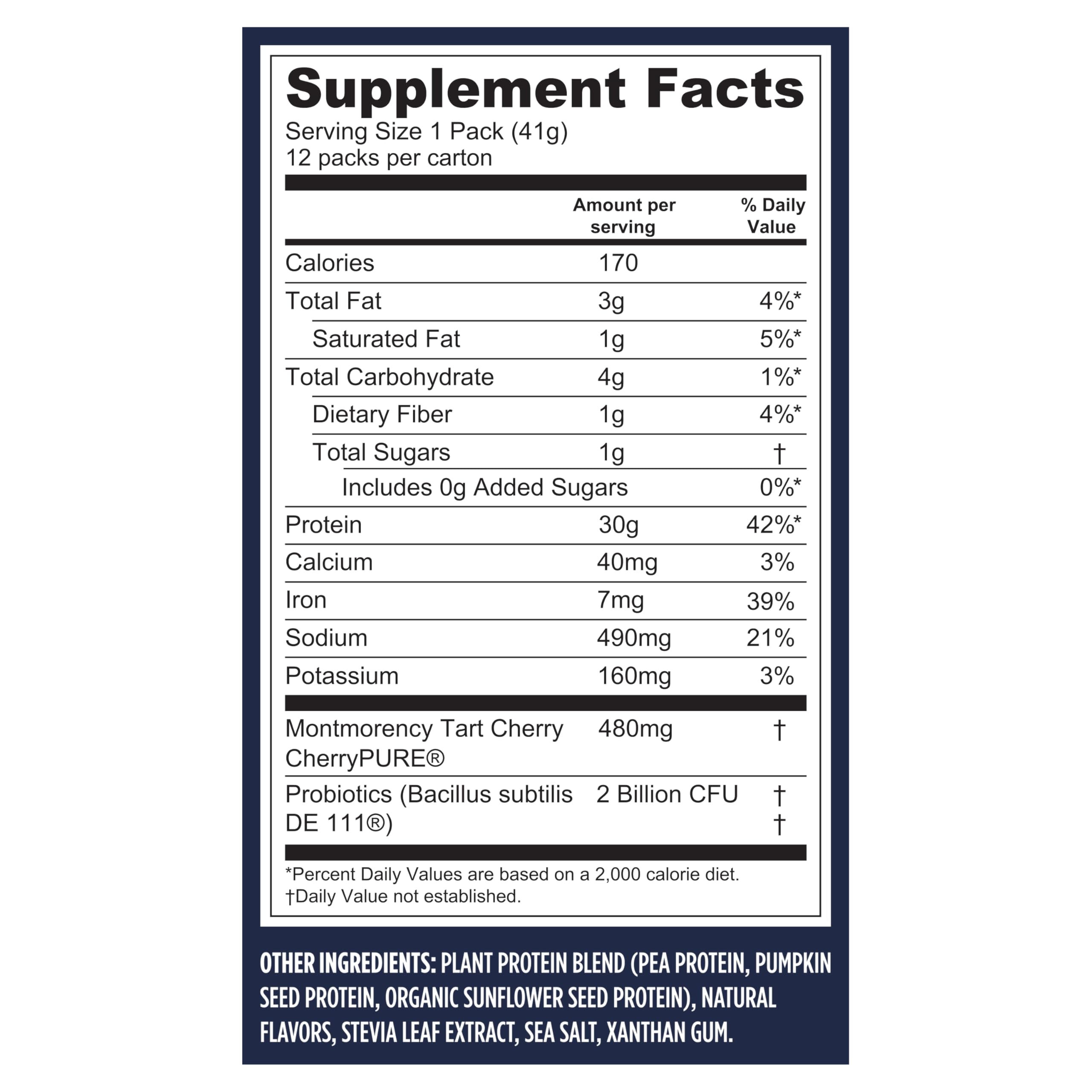 Vega Protein + Recovery showing probiotics Bacillus coagulans