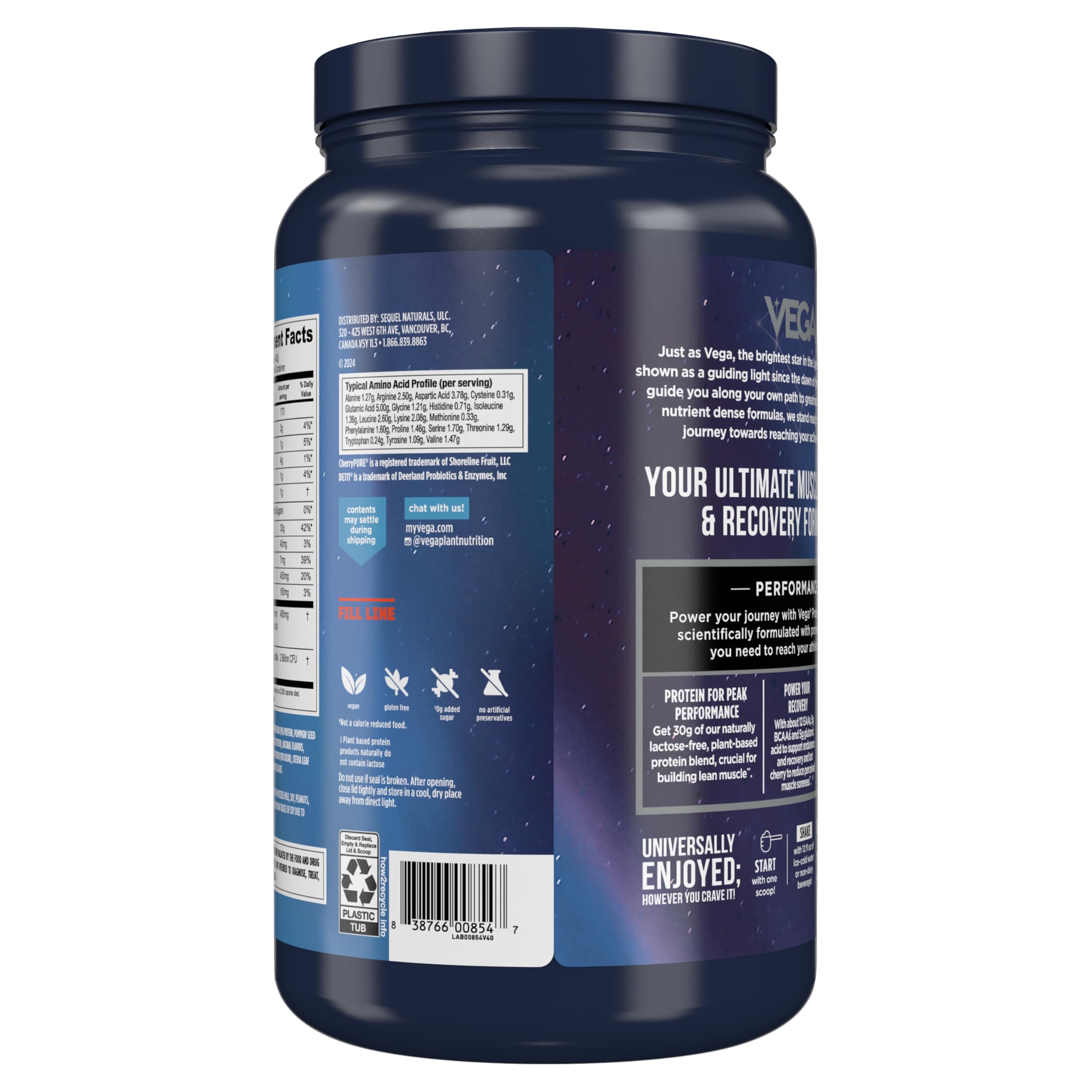 Vega Sport Berry smoothie served with fresh berries for a balanced option.