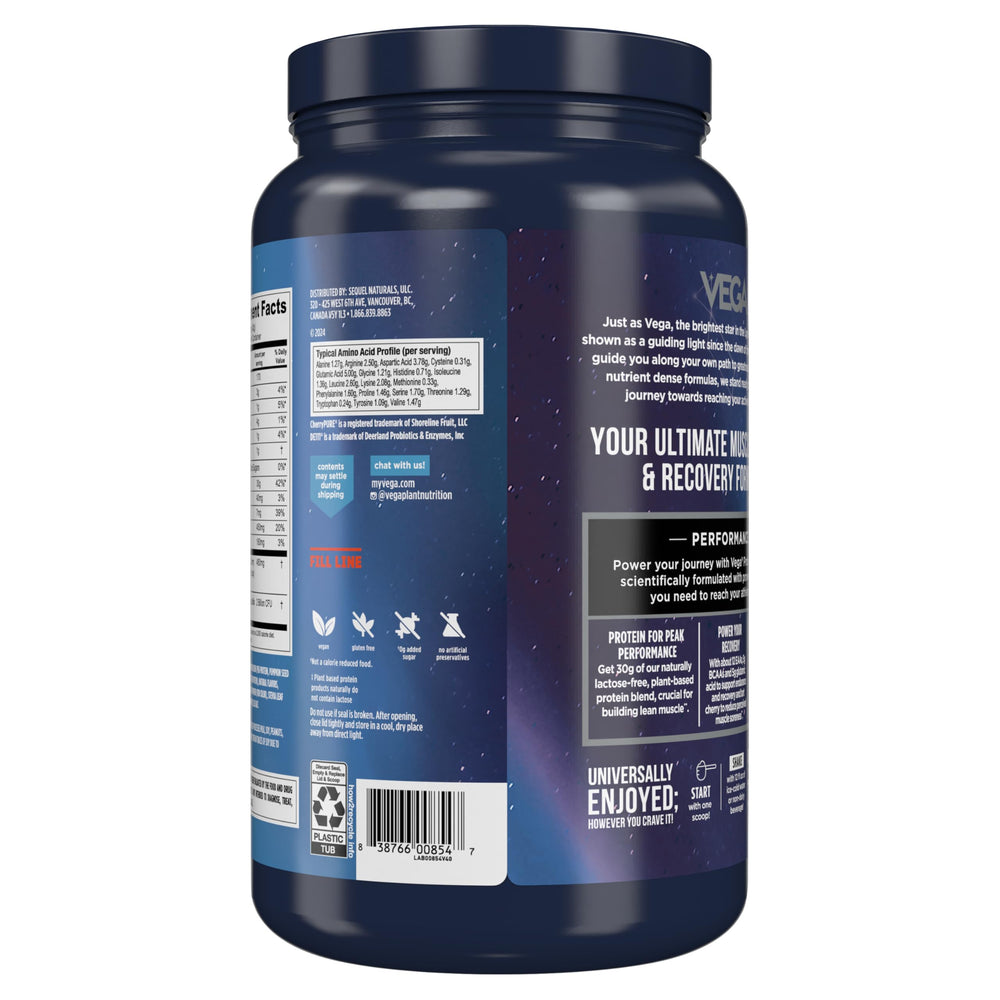 Vega Sport Berry smoothie served with fresh berries for a balanced option.
