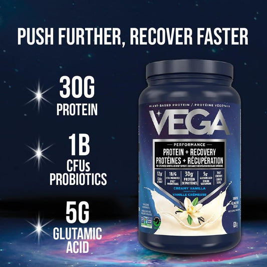 Vega Sport Berry shake in a glass with creamy berry flavor.