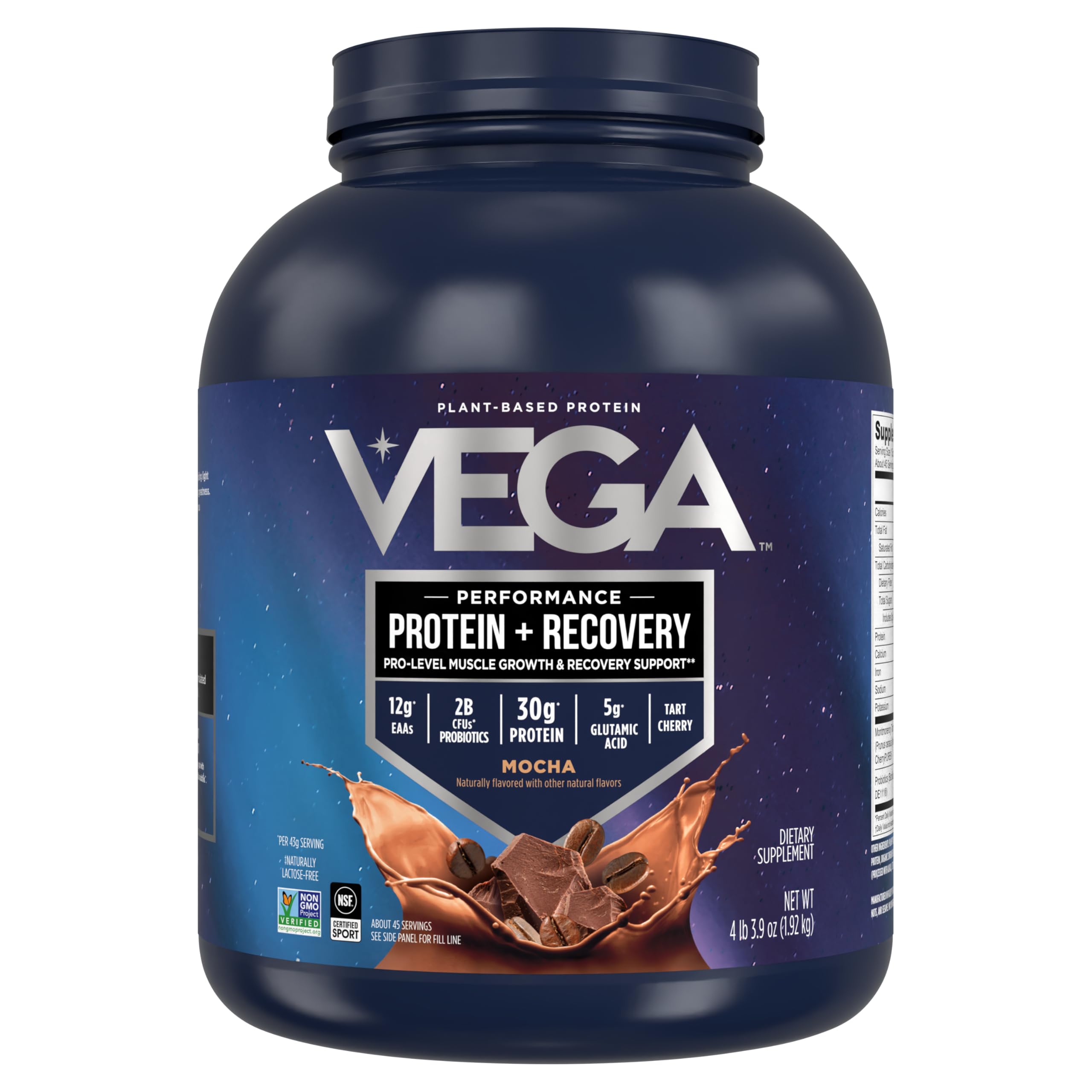 Vega Sport Mocha tub shown for smooth, creamy shakes and smoothies