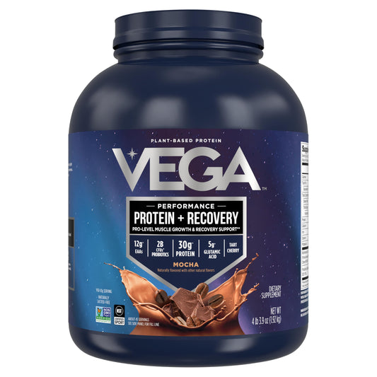 Vega Sport Mocha tub shown for smooth, creamy shakes and smoothies