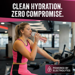 VEGAIN PRO-SURGE crystal-clear mix dissolves quickly in water for a light drink.