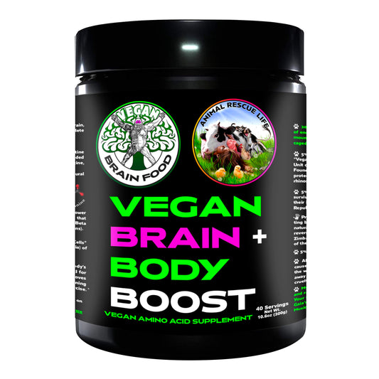 Vegan Brain Food bottle close-up showing convenient daily brain support