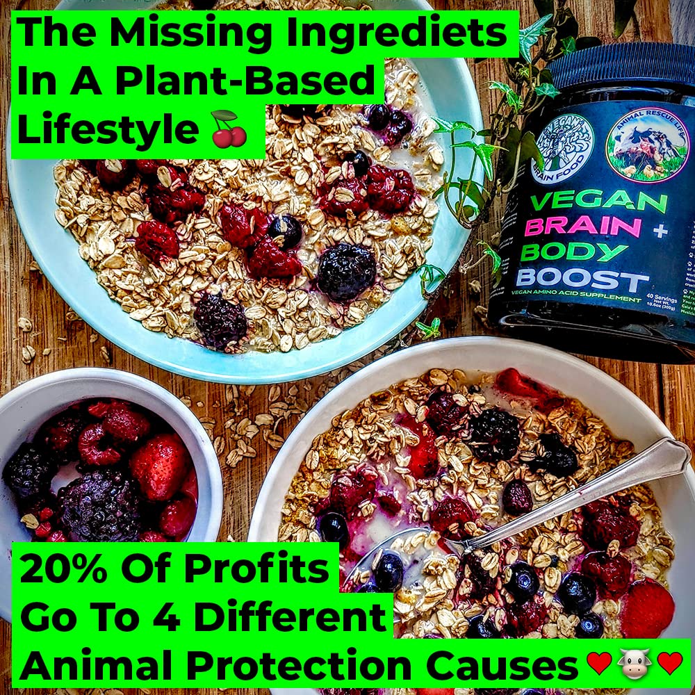 Vegan Brain Food label detail highlighting ingredients in a vegan formula