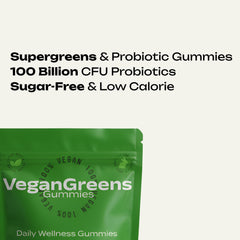 VeganGreens gummies-closeup highlighting apple flavor and easy daily consumption.