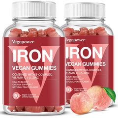 VEGEPOWER vegan iron gummies bottle for daily iron support.