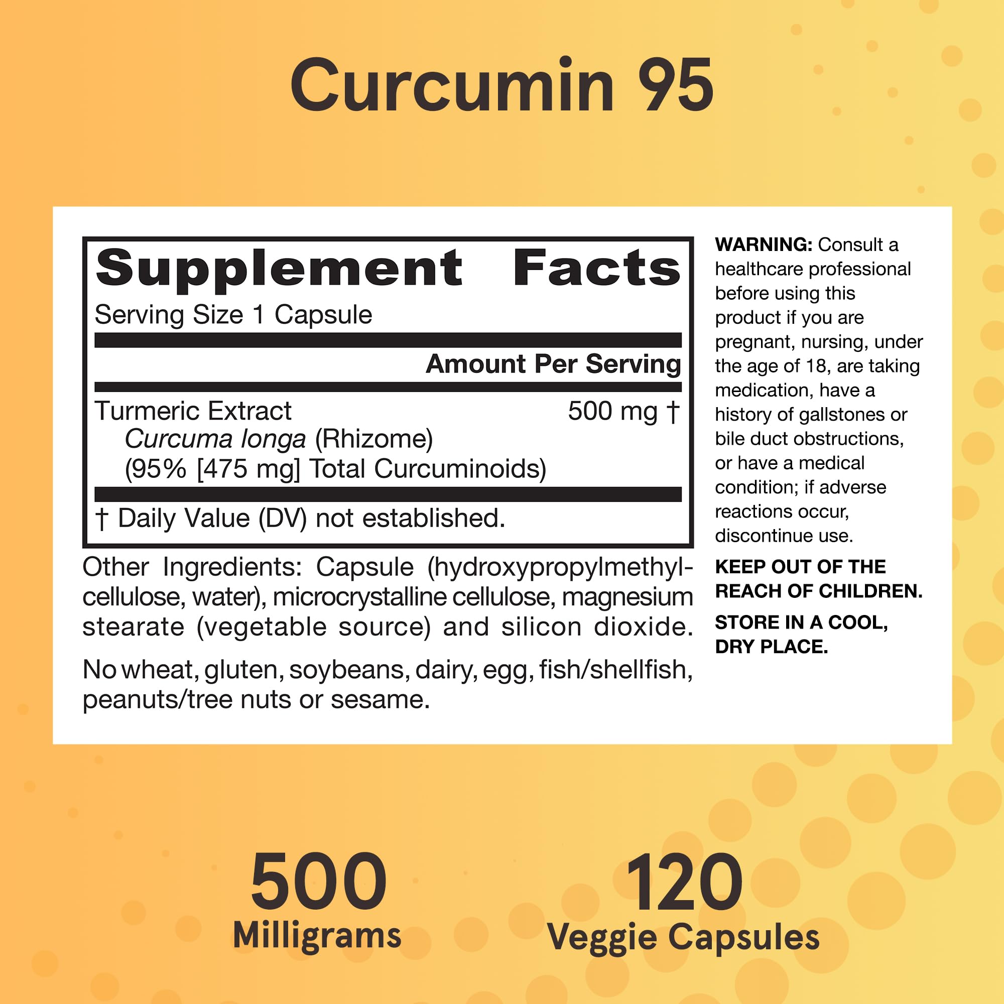 Veggie capsules curcumin 95 pack highlights plant-based capsules.