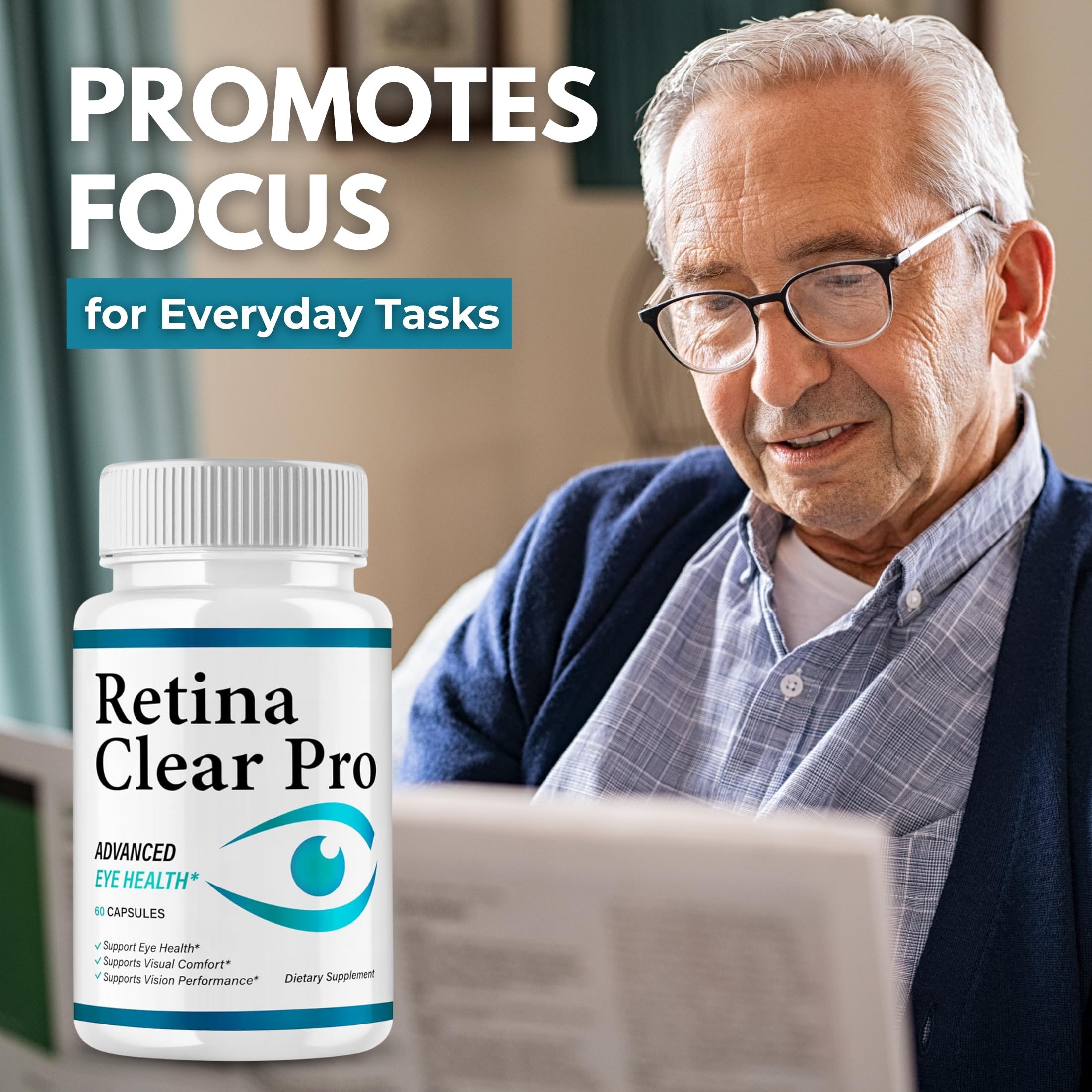VegHerbs RetinaClear Pro capsules close-up highlights natural ingredients for daily eye support.