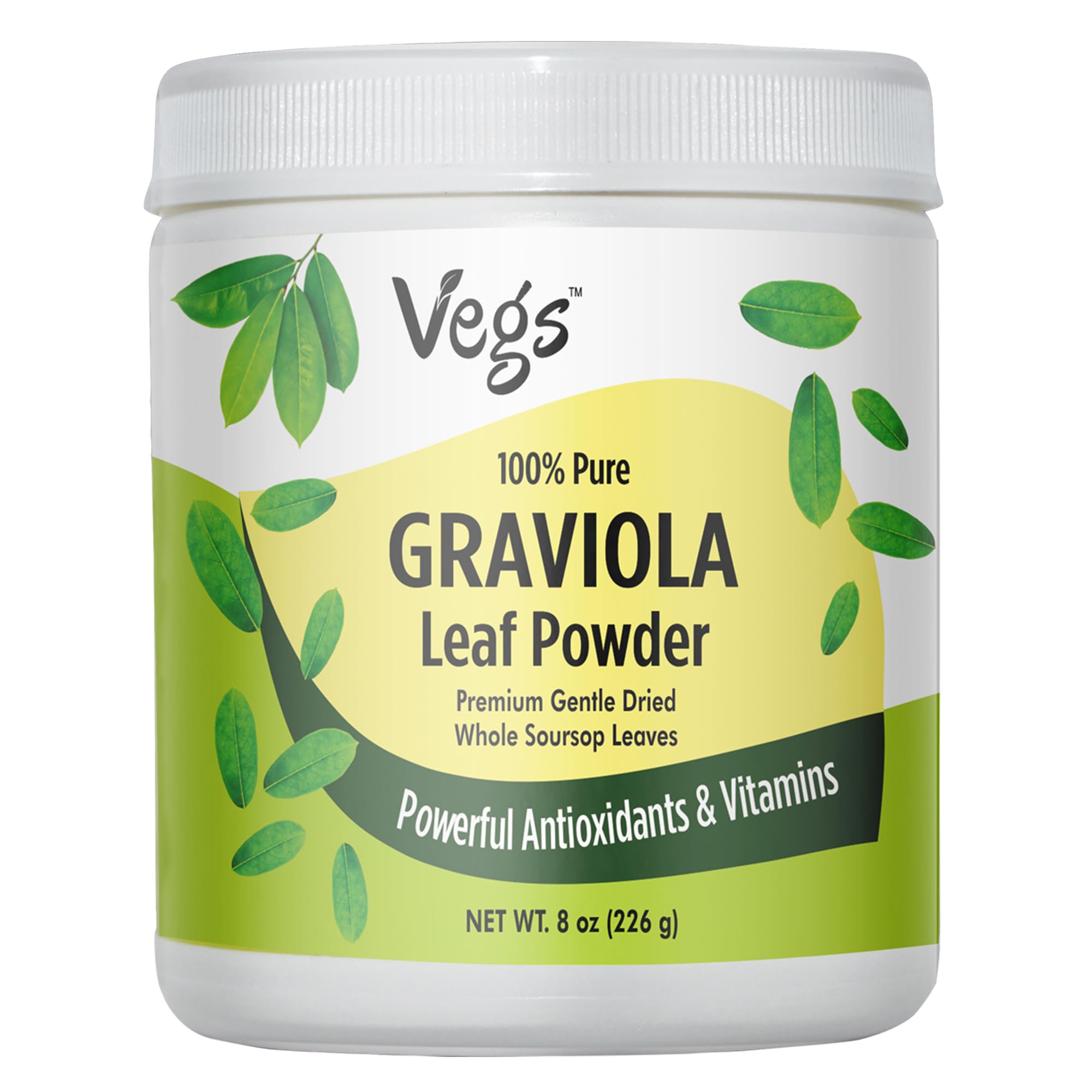 Vegs Graviola leaf powder 8oz pack, pure organic leaves for daily smoothies.