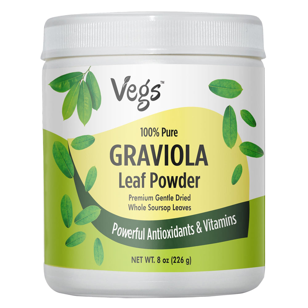 Vegs Graviola leaf powder 8oz pack, pure organic leaves for daily smoothies.