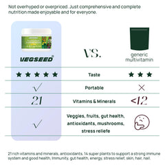 Glass with straw containing Vegseed Immunity Greens suggests on-the-go nutrition