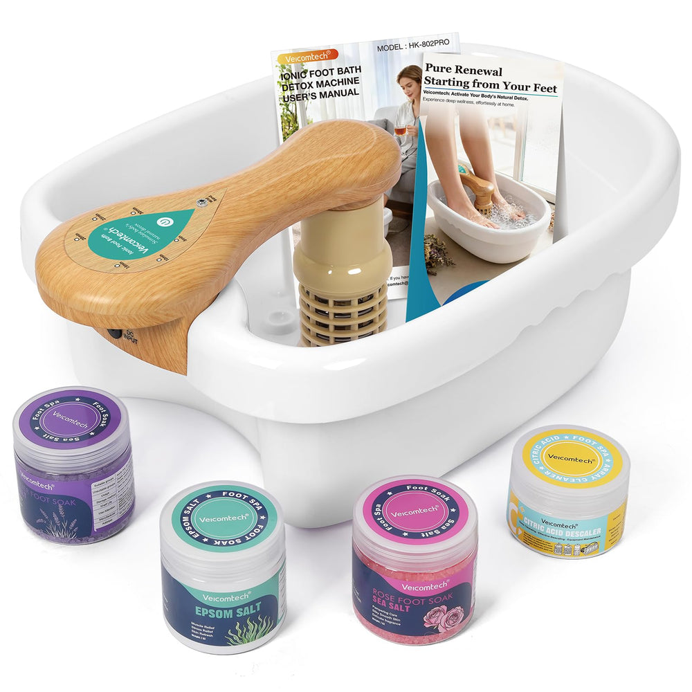 Veicomtech Ionic Foot Bath shows water color change indicating ion activity for a relaxing session