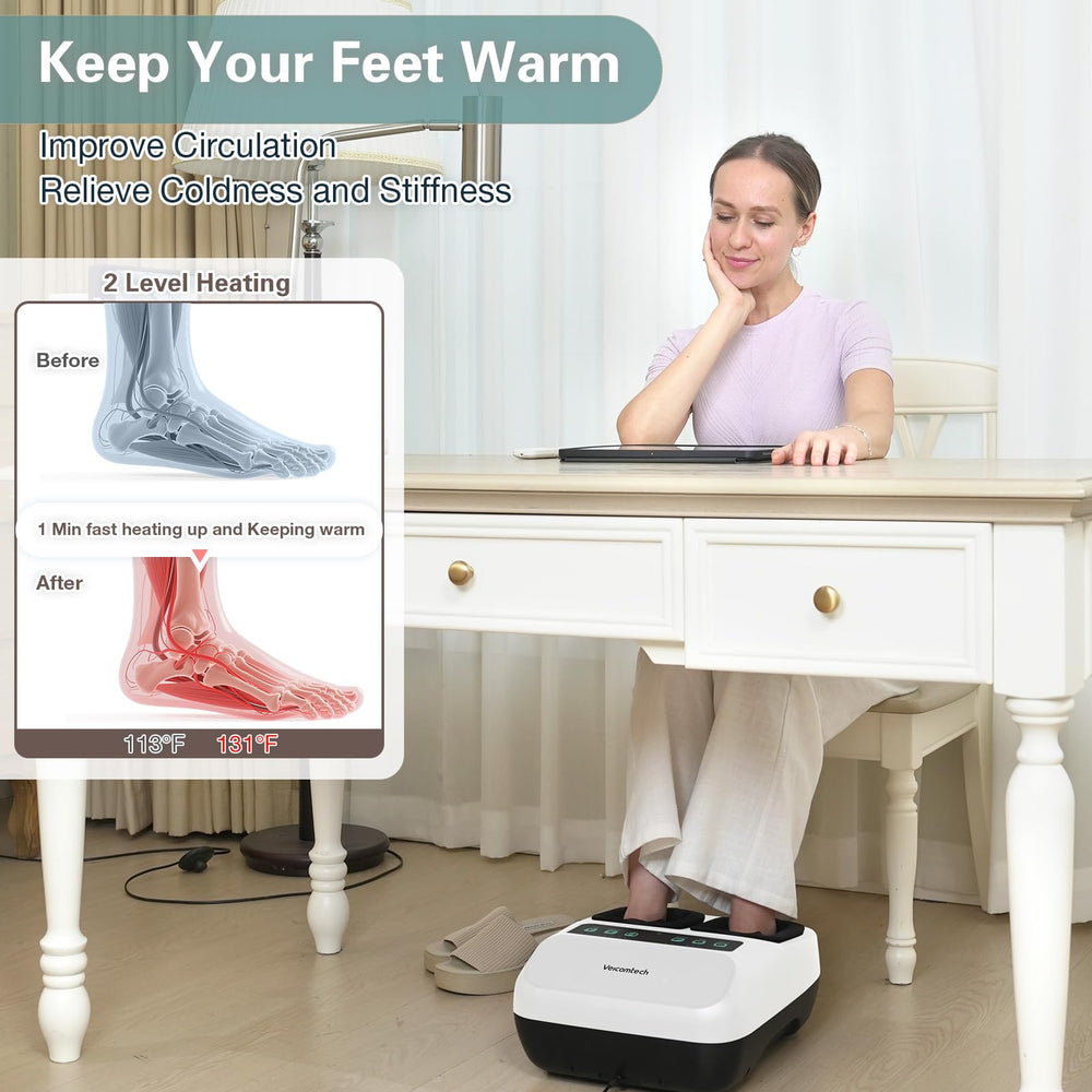 Veicomtech Shiatsu Foot Massager with Heat shows its 13.7 x 12.8 x 6.8 inch dimensions