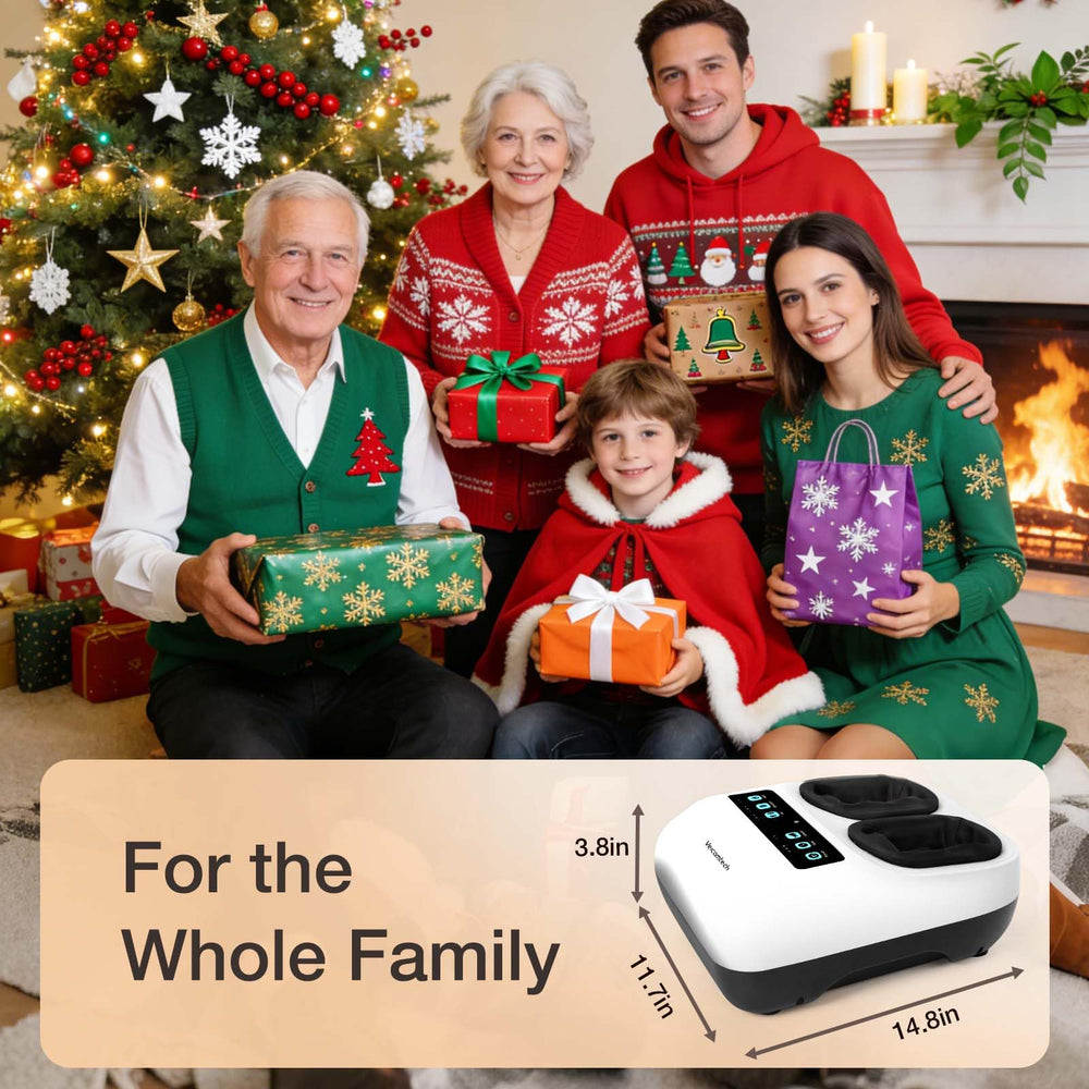 Veicomtech Shiatsu Foot Massager with Heat, remote control visible for hands-free relaxation