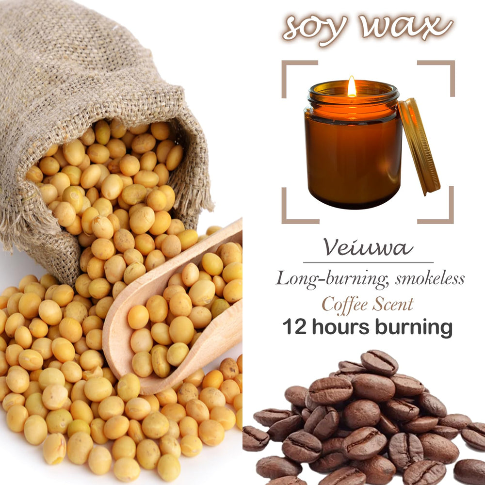 Veiuwa coffee candle in brown mason jar adds warmth to lounge