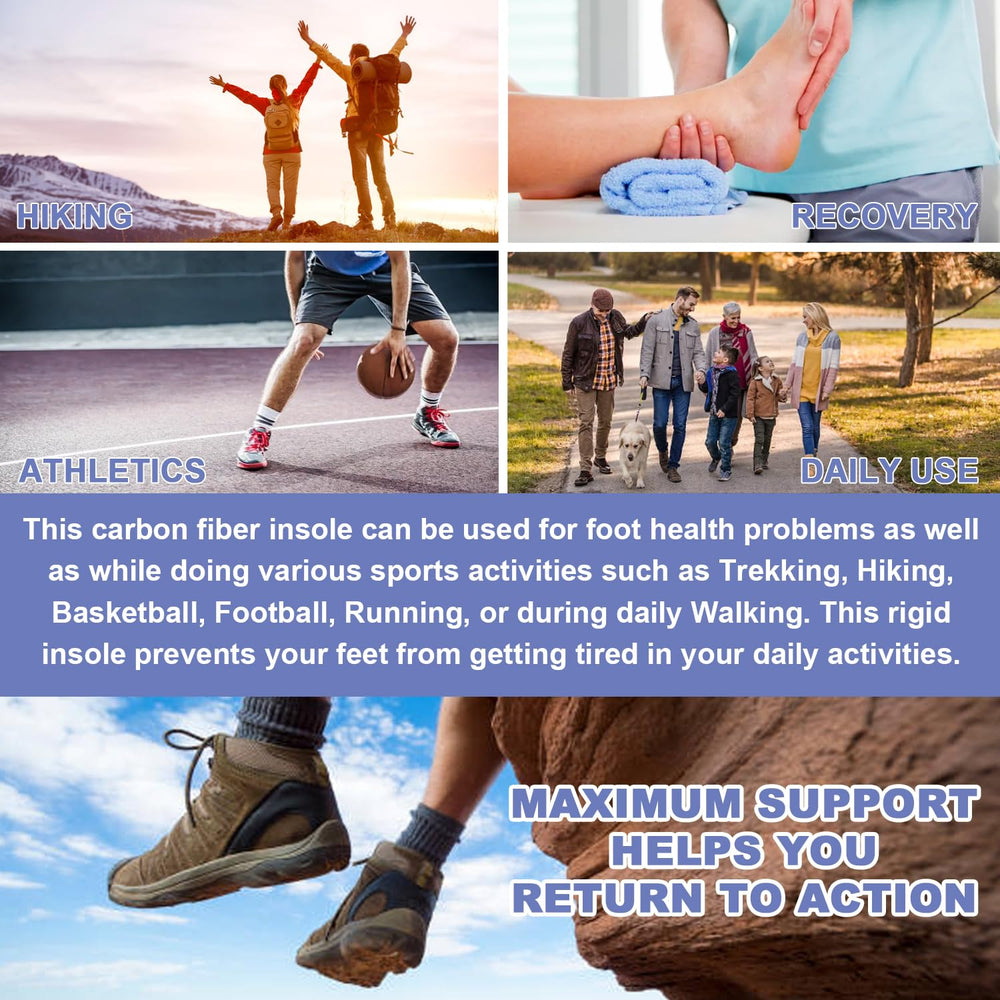 VEJESIME carbon fiber insole supports arch and forefoot during sports