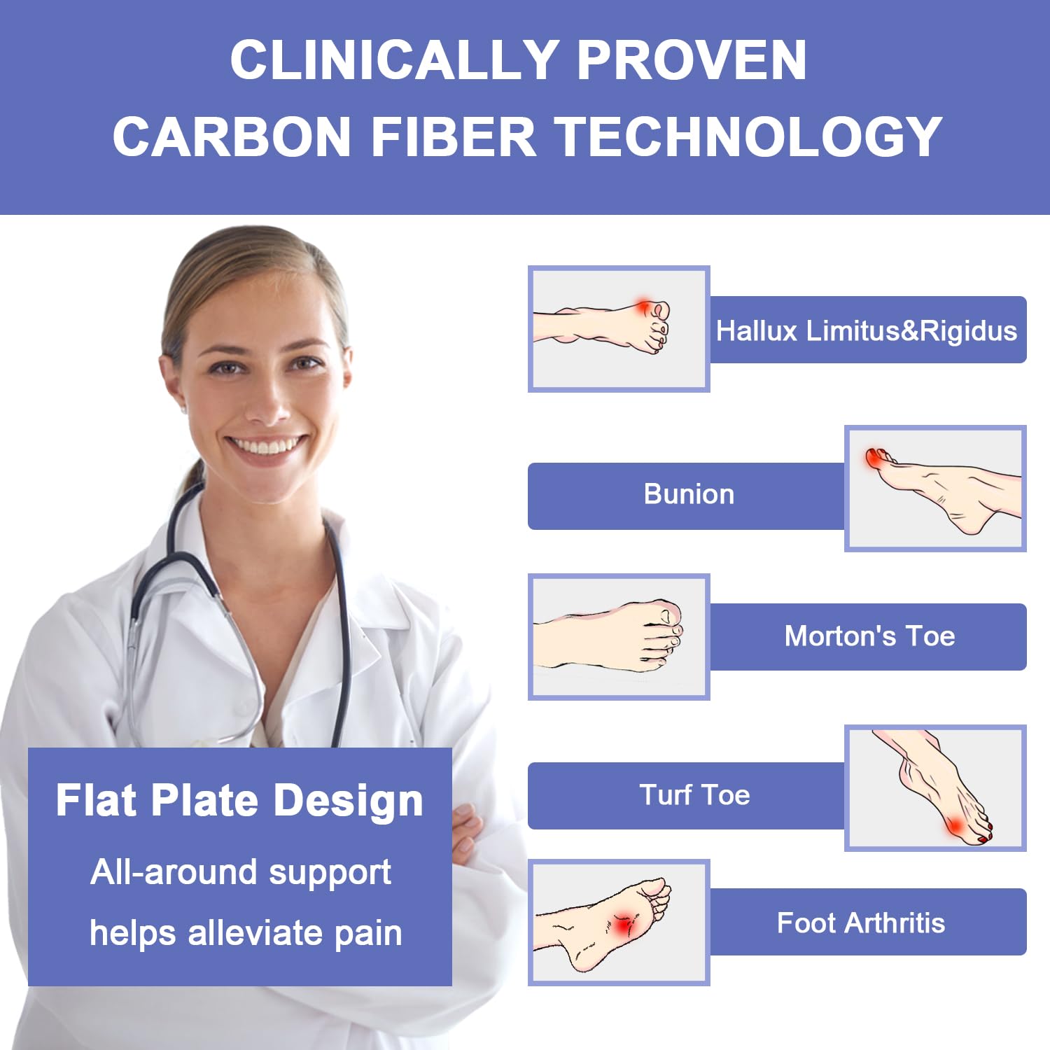 VEJESIME carbon fiber insole, side profile, reveals ultra-thin, high-strength plate